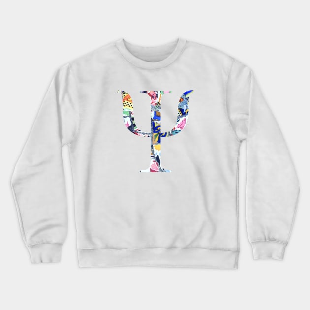 Barcelona Gaudi Mosaic Psi Sorority Letter Sticker Crewneck Sweatshirt by aterkaderk